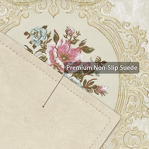 Loom and Mill Luxury Damask Placemats Set of 4, Pearly Beige, 12x18in - Image 5