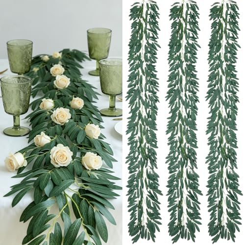 dallisten 3Pcs 6.5FT Artificial Olive Leaves Vine, Silk Fake Olive Garland by dallisten