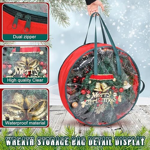 Shappy 4 Pcs Wreath Storage Bag Container with Clear Window,36 Inch - Image 4