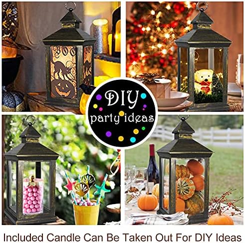 2-PACK 14 Inch Vintage Decorative Candle Lanterns With Timer - IP44 Waterproof Distressed Gold Decorative Outdoor Lanterns Battery Powered - Hanging Decorative Lanterns For Wedding Indoors - Image 6