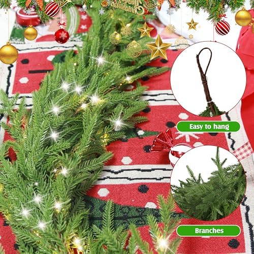 6 Ft Christmas Norfolk Pine Garland with 100 LED Lights - Image 6