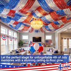 Breling 8 Pcs Red White Blue Patriotic Ceiling Fringe Curtains, 15 ft - Image 5