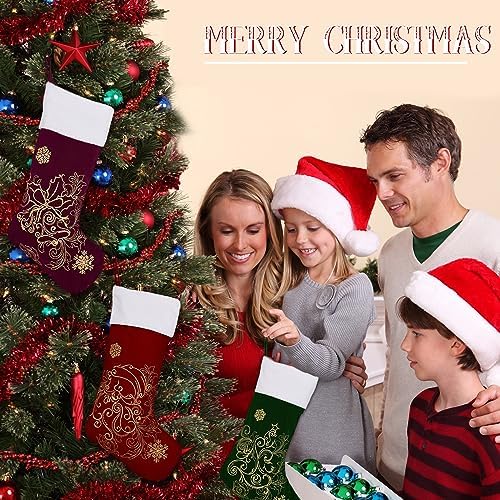 Velvet Christmas Stockings 6 Pack Large 20 Inches with Hanging Loop Embroidery Classic Luxury Family Ornament Fireplace Hanging Stockings for Christmas Decorations - Image 5