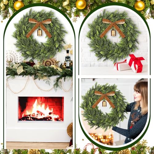 26 Inch Artificial Cedar Wreath Christmas Wreath for Front Door - Image 4