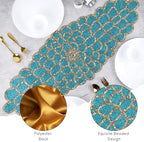 CLEENTABLE Beaded Table Runner, Blue & Gold, 13x36 - Image 3