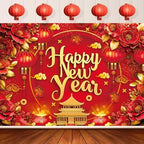 Chinese New Year 2027 Backdrop 10x8FT Red Lantern Traditional Happy Lunar New Year Photography Background Chinese Spring Festival Party Decorations Supplies Photo Props by CUMIAPhotographyBackdrop
