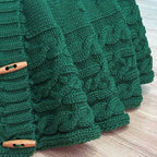 60-Inch Cable Sweater Knit Christmas Tree Skirt with Wooden Toggles, Forest Green - Image 5