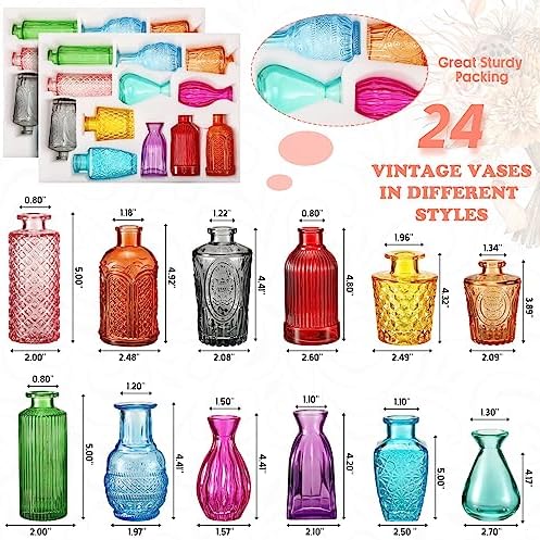 Dandat 24 Pieces Small Colored Vase Bulk 12 Style Decorative Bud Vase - Image 2