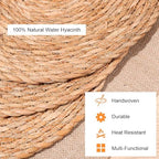 13.8'' Round Woven Placemats Set of 12, Boho Rattan Chargers for Dinner Plates, Rustic Wicker Place Mats, Straw Braided Table Placemats, for Dining Table, Wedding, Farmhouse, Outdoor and Christmas - Image 3