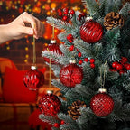 Jenaai 12 Pcs Christmas Red Glass Ball Ornaments, Tree Decoration - Image 5