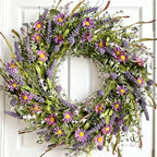 24 Inch Spring and Summer Purple Flowers Wreath for Front Door by Egolot