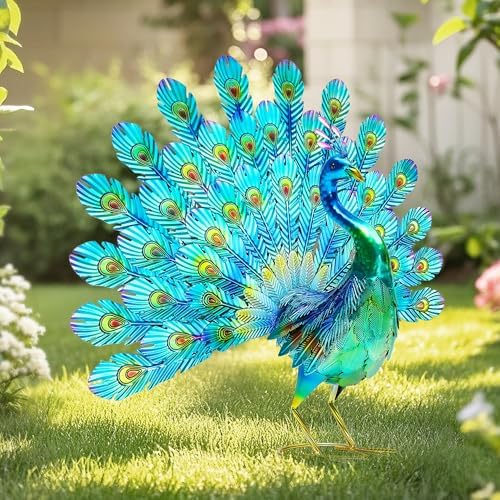27.5" Peacock Garden Decor, Metal Yard Decorations Outdoor by Unknown