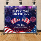 4th of July Backdrop Decorations Independence Day Backdrop 250 Anniversary USA Flag Banner 8x8ft 250th Birthday Fireworks Semiquincentennial Photography Background Photo Studio Props - Image 2