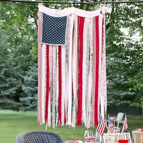 4th of July Decorations - Memorial Day Decor - 4 x 2.3 Ft Rag American Flag Banner for Home Party Supplies - Fourth of July Independence Day Accessories for 250th Anniversary Celebration Indoor Outdoor Decoration by ORIENTALCHERRY