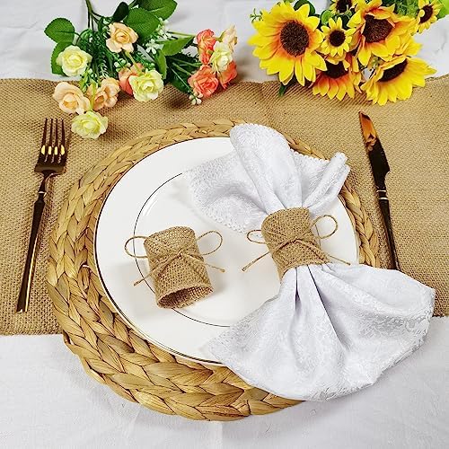 Natural Burlap Napkin Rings Set of 200 pcs with Jute Rope,Disposable Napkin Bands Bulk,Rustic Serviette Ring for Tables,Decorations,Wedding,Dinner,Country Party Decor - Image 5