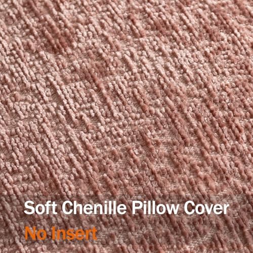 DEZENE Pack of 2 Dusty Pink Decorative Throw Pillow Covers 22x22 Cozy Soft Chenille Accent Vintage Square Couch Pillow Covers for Home Decor Bed Sofa Living Room - Image 3