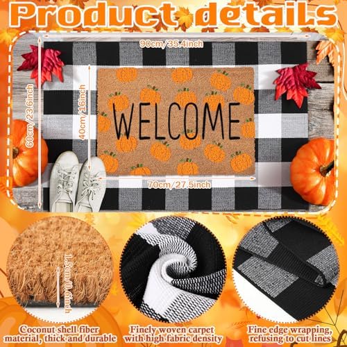 Moucuny 2 Pcs Fall Doormat Outdoor, Fall Front Porch Decor, Non Slip - Image 3