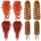 Daifunli 8 Pcs Artificial Fall Hanging Plants Fake Hanging Ferns Plastic Autumn Faux Plants for Wall Room Garden Garland Indoor Outdoor Decor No Basket by Huiinen