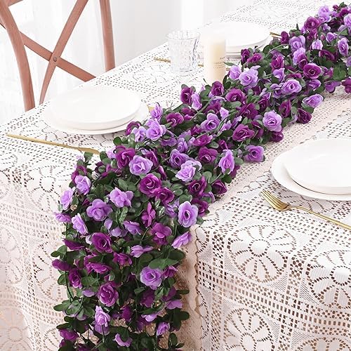 BLEUM CADE 12Pcs 16.4Ft Fake Flower Garland Artificial Rose Vines - Image 5