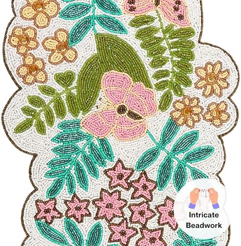 CLEENTABLE Spring Floral Beaded Table Runner, Multicolor, 13x36 - Image 5