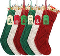 Christmas Stockings with Name Tags, Green Burgundy White, 6 Pcs by HOMEBROS