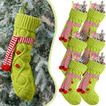 6 Pieces Green Christmas Stocking 18 Inches Large Green Knitted Stocking with Scarf Xmas Hanging Stocking Decorations for Fireplace Christmas Holiday Party Decoration Family Stockings by Jeere