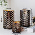 JHY DESIGN Set of 3 Metal Candle Holders Bronze Hurricane Pillar Candleholder Vintage Table Candlestick Holders Great Centerpieces for Home Decor Wedding Parties Events - Image 4