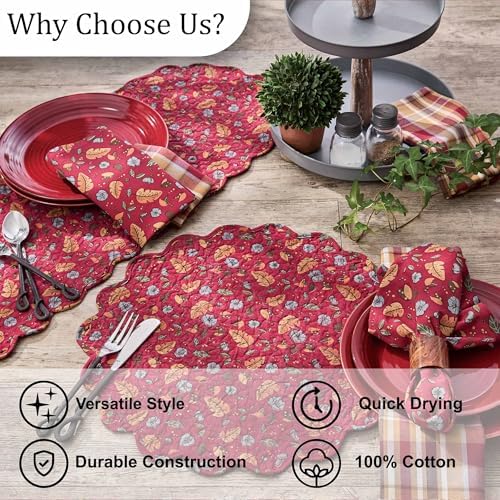 Park Designs Coriander Napkin Set of 4, Red Floral - Image 6