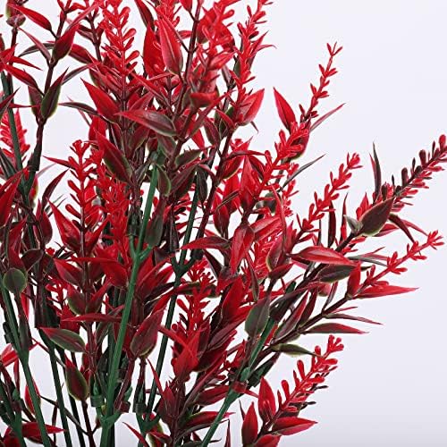 RECUTMS Spring Fall Decoration,Fake Greenery,Artificial Red Flowers Outdoor - Image 3