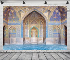 BELECO 8x6ft Fabric Islam Mosque Backdrop Seyyed Mosque Wall Covered with Mosaic and Calligraphic Inscriptions Background Islamic Religious Belief Photo Booth Shoot Studio Props - Image 2