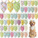 Abbylike 50 Pcs Easter Dog Bandanas Bulk Bunny Egg Carrot Bandanas for Dogs Triangle Kerchief Bibs Scarf Set for Pet Easter Costume Photo Props Accessories Pet Shops, 25 Styles (31.5 x 21.7 x 21.7) by Abbylike