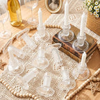 Mumufy 12 Pcs Glass Crystal Taper Candle Holders, 4 Inch Clear Glass Candlestick Holder Fit 0.8 Inch Candles, Crystal Decorative Candle Stand Centerpiece for Wedding, Dining Room, Party(Beads) - Image 4