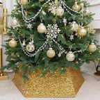 Gold Christmas Tree Collars for Atificial Trees, 33.5 Inch Sparkling Sequins Christmas Skirt, Base Cover,Holiday Home Decor Ring(Large) by SunshineDecor