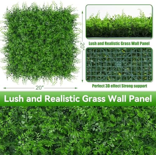 8Pcs Artificial Grass Wall Panels,20"x20" Boxwood Wall Panels - Image 2