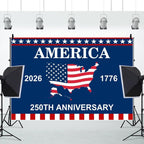 4th of July Backdrop Decorations 250th Anniversary USA Flag Patriotic Backdrop 20x10ft Banner Independence Day Photography Background Theme Party Decorations Supplies Photo Studio Props - Image 2