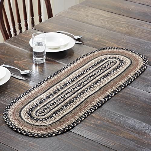 VHC Brands Sawyer Mill Charcoal Farmhouse Jute Oval Table Runner 13x37 - Image 2