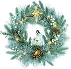 YULETIME 20" Pre-Lit Frosty Nativity Wreath, 10 Fairy Light Battery Powered by YULETIME