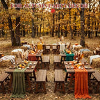 Remagr 12 Pcs Fall Thanksgiving Cheesecloth Gauze Table Runners Earthy Tone - Image 3