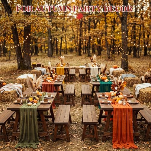 Remagr 12 Pcs Fall Thanksgiving Cheesecloth Gauze Table Runners Earthy Tone - Image 3
