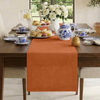 Classic Linen™ by D'Moksha, Rust Table Runner 108 Inches Long, 100% Pure Linen, 14 x 108 Inch Table Runner for Dresser, Dining- Fall, Weddings, Outdoor Hosting by DMokshaHomes