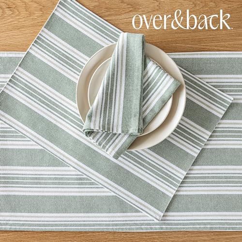 Over&Back 18x108 Woven Striped Table Runner - Washable Table Runners for a Custom Home Decor Tablescape - Coffee Table, Dinner Table, Living Room - Green - Image 6