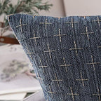 MIULEE Pack of 2 Decorative Burlap Linen Throw Pillow Covers Modern Farmhouse Pillowcases Rustic Woven Textured Cushion Cover for Sofa Couch Bed 16x16 Inch Blue - Image 2