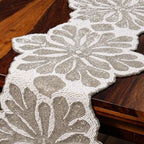 CLEENTABLE Beaded Table Runner, White Silver, 36x13 - Image 5