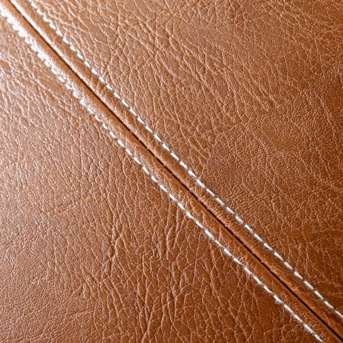 Fancy Homi Brown Boho Long Lumbar Faux Leather Body Decorative Throw Pillow Cover 21x54 Inch for Bedroom Couch Bed Sofa Bench, Hand Stitched Stylish Pillowcase, Rustic Modern Farmhouse Room Decor - Image 4