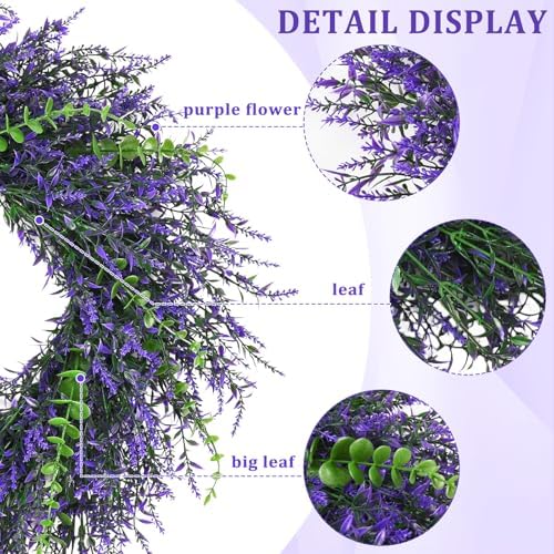 26 Inch Lavender Wreaths for Front Door, Spring Summer Wreath with Lavender - Image 4