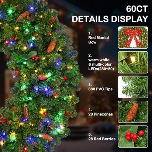SHareconn 60Inch Large Artificial Prelit Christmas Wreath for Outdoor Decor - Image 4