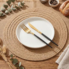 24 Pcs 13 Inch Round Burlap Woven Placemat Boho Braided Charger - Image 3