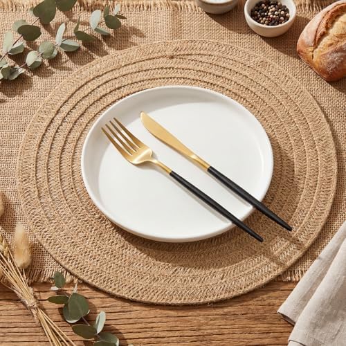 24 Pcs 13 Inch Round Burlap Woven Placemat Boho Braided Charger - Image 3