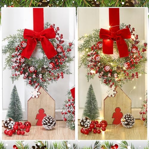 Hoteam 4 Pcs 9 Inch Mini Christmas Wreaths for Cabinets - Image 3