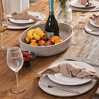 Oval Cotton Rope Placemat Set (7, Taupe Mix) - Image 2
